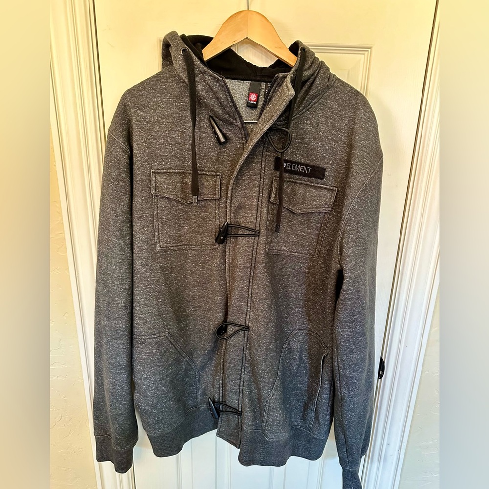 Element Jacket Mens XXL Gray Fleece Full Zip Hooded Coat Outdoor Skateboarding